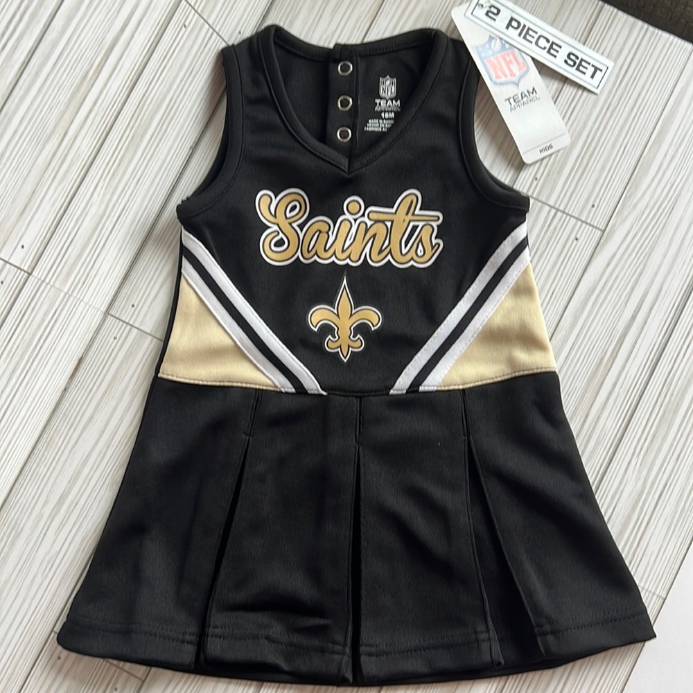NWT Authentic New Orleans Saints girls 2 piece set. NFL Team Apparel/Cheerleader